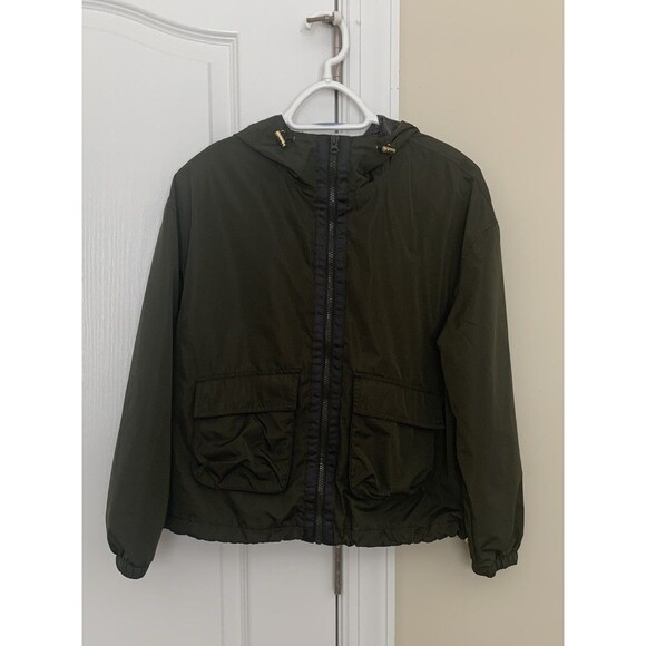 Old Navy Active Womens Hooded Jacket Windbreaker Olive Green Size XS Zip Front - Picture 1 of 10